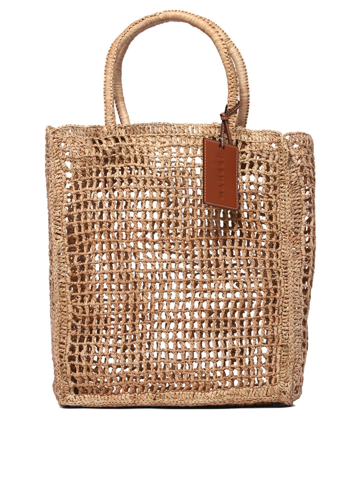 Raffia Net Handbags Beige