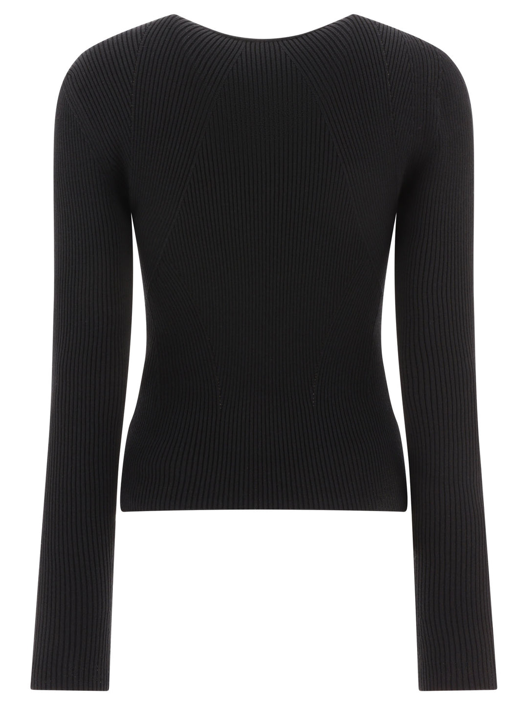 Ribbed-Knit Sweater With Cut-Out Details Knitwear Nero