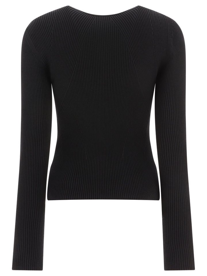 Ribbed-Knit Sweater With Cut-Out Details Knitwear Nero