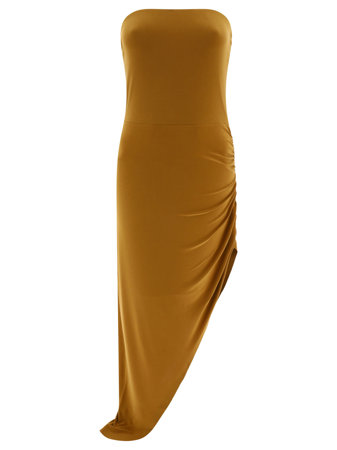 Strapless Side Drape Abiti Marrone