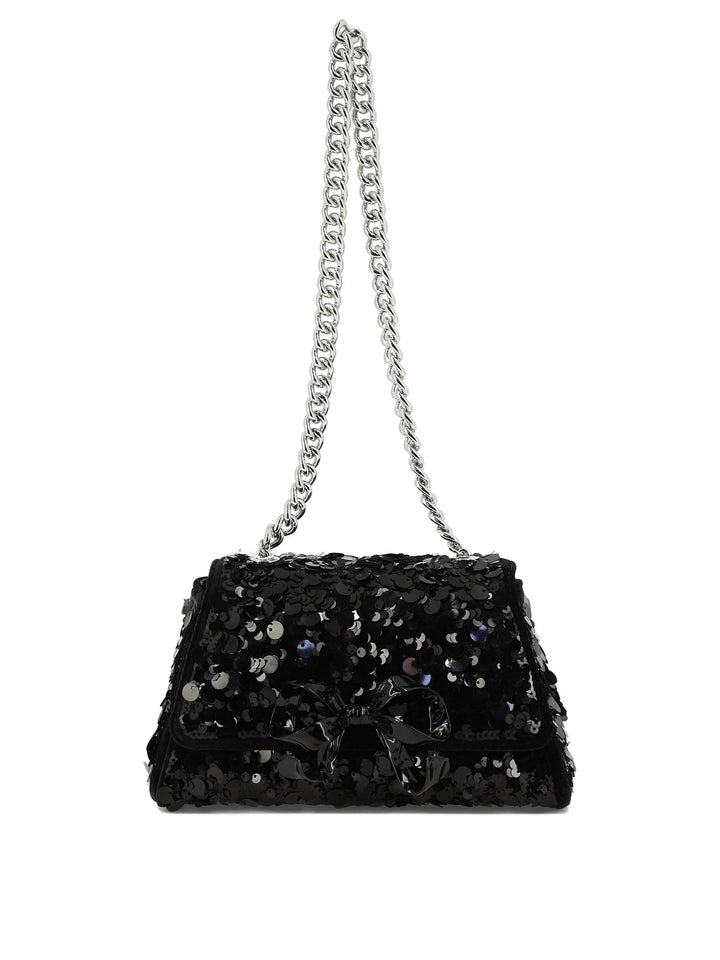 Sequin Bow Mini Borse A Spalla Nero