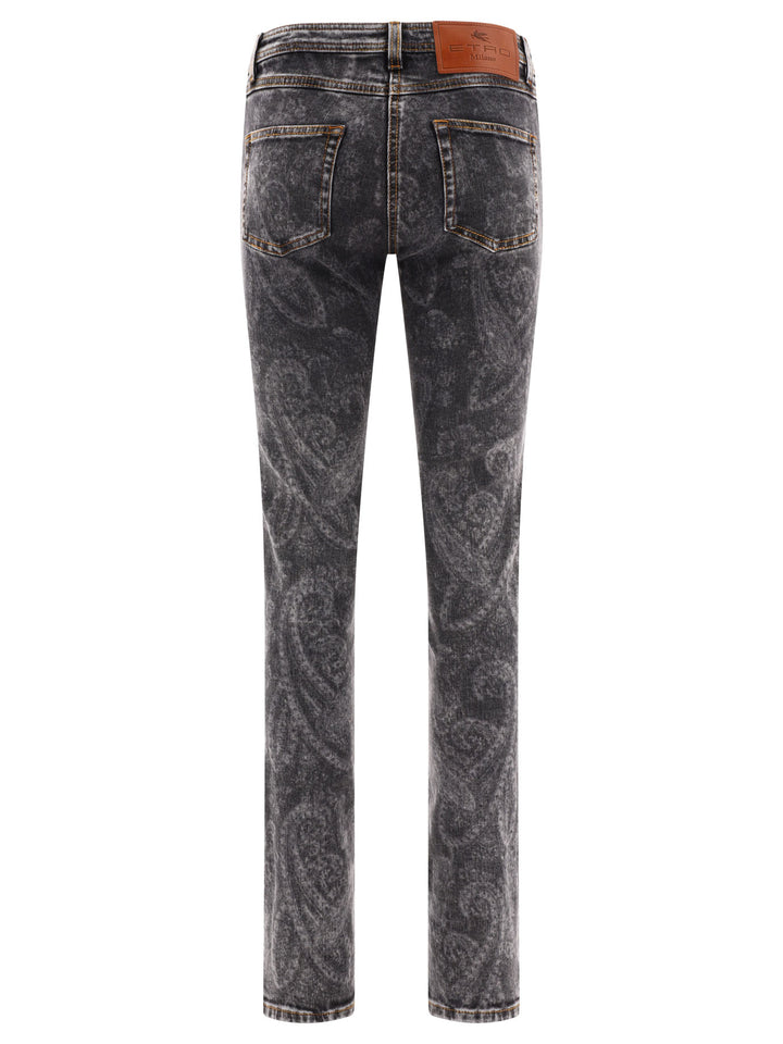 Skinny Paisley Jeans Grey