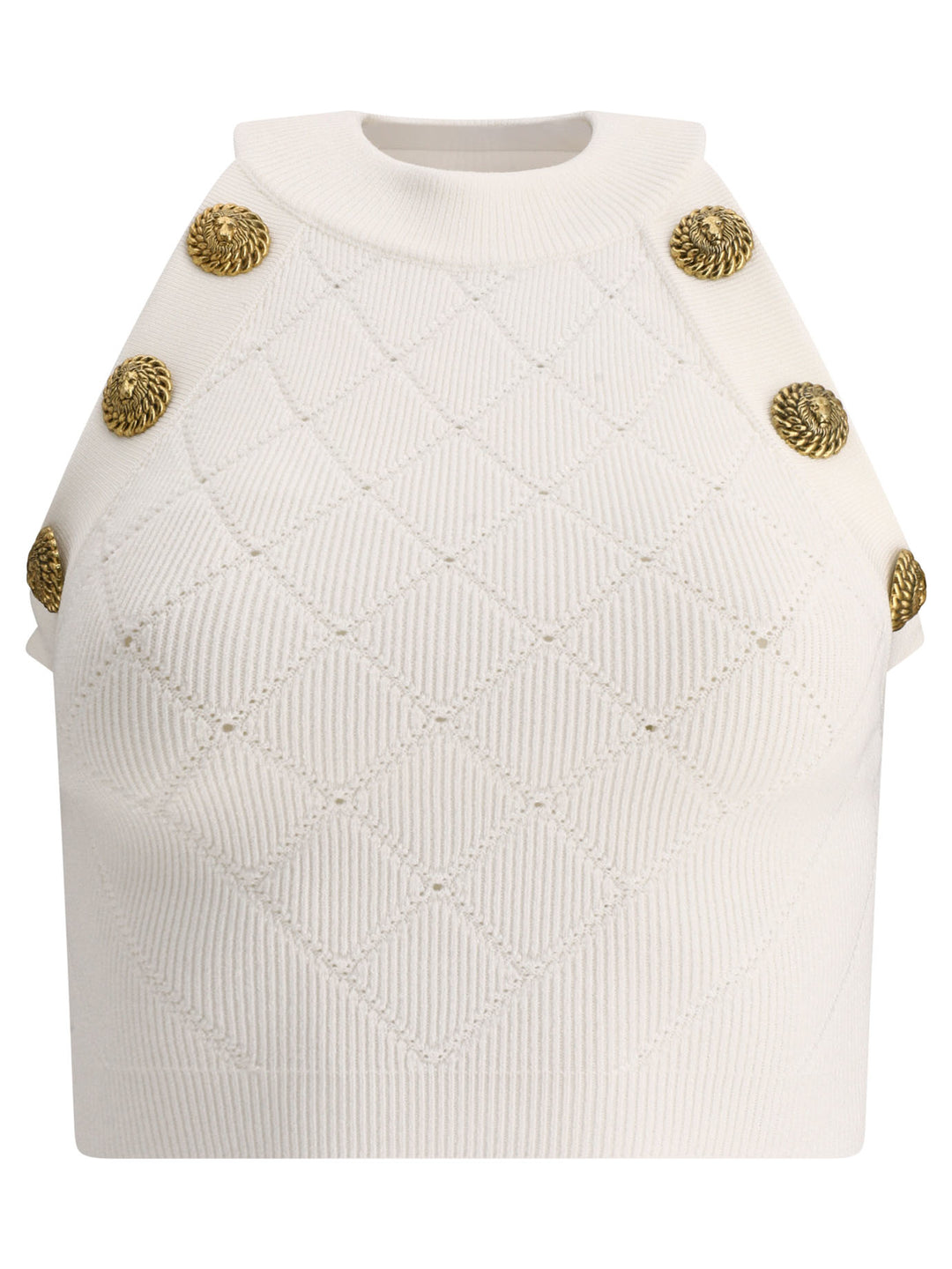 6-Buttons Tank Top Top Bianco