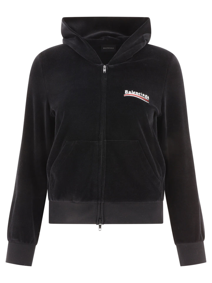 Chenille Hoodie With Logo Sweatshirts Nero