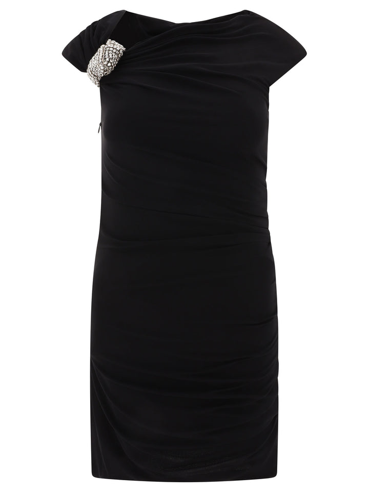 Asymmetric Crystal Knot Dress Abiti Nero