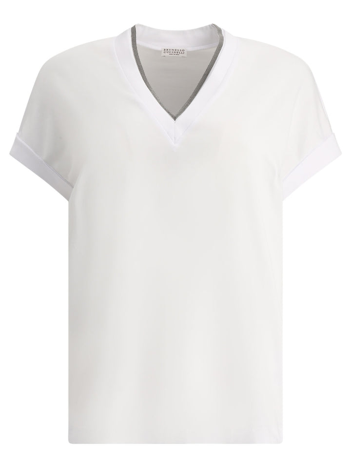 Precious Neckline T-Shirts Bianco