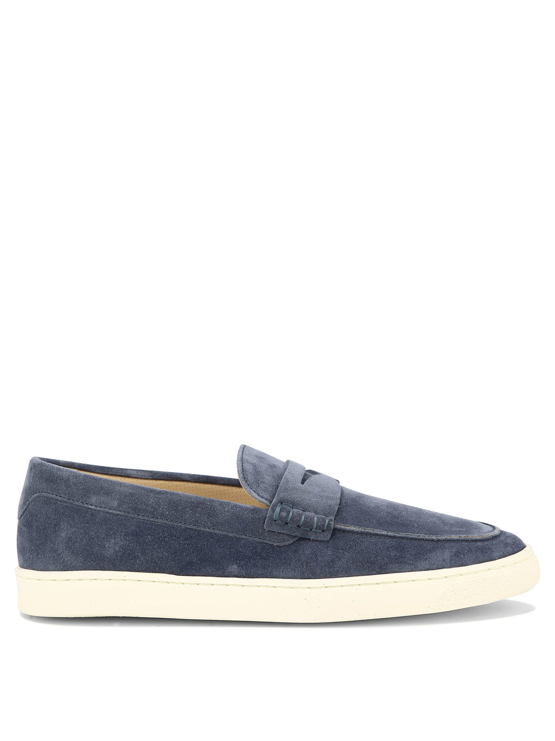 Suede Loafers With Latex Sole Loafers & Slippers Blu