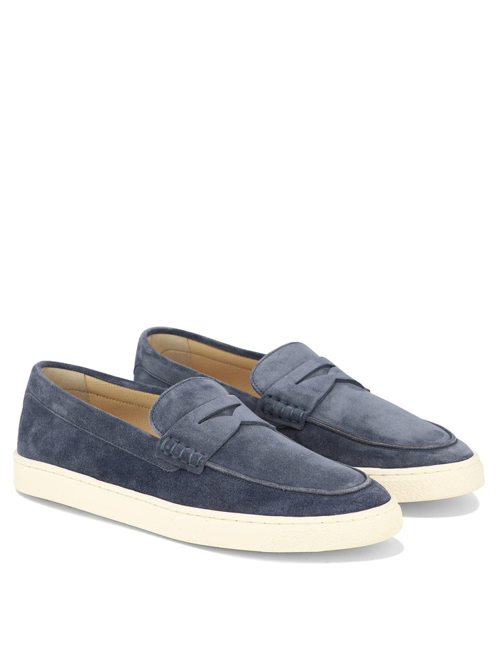 Suede Loafers With Latex Sole Loafers & Slippers Blu