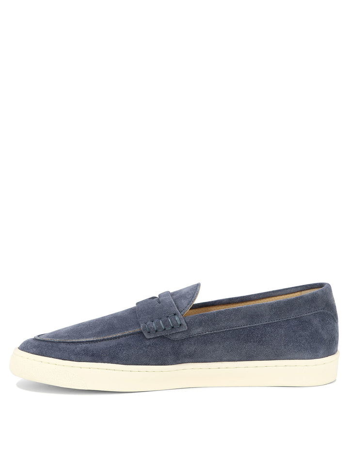 Suede Loafers With Latex Sole Loafers & Slippers Blu