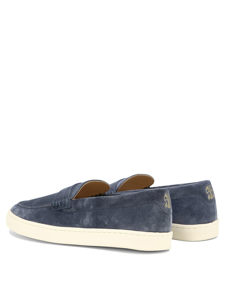 Suede Loafers With Latex Sole Loafers & Slippers Blu