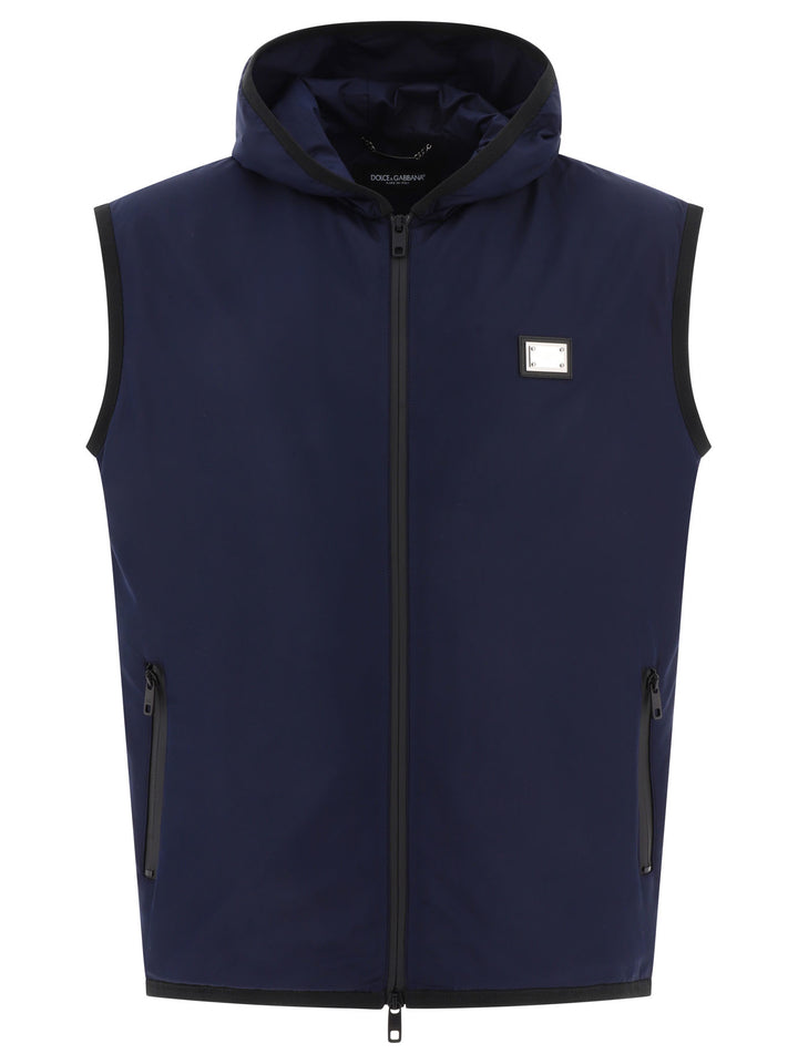 Hooded Sports Vest Giacche Blu