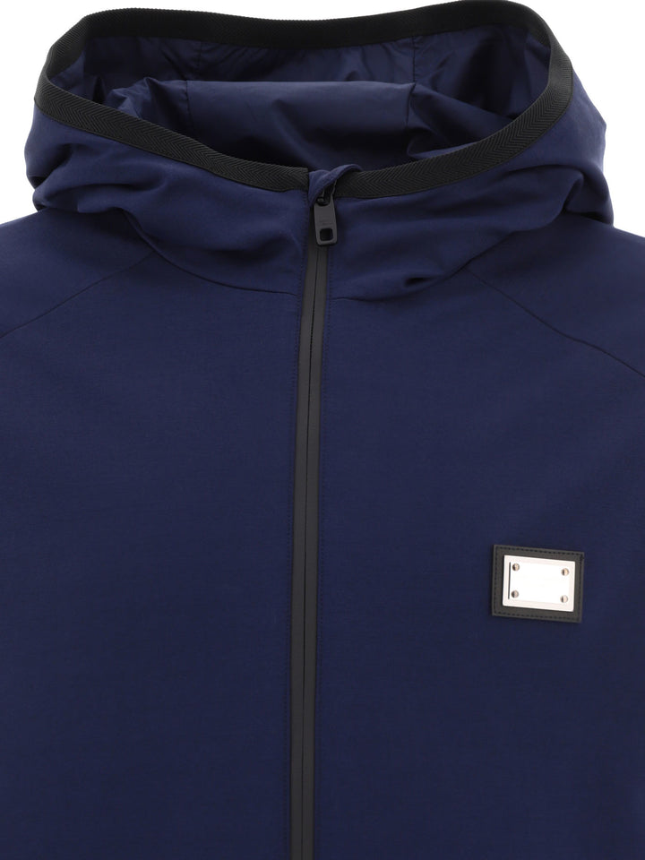 Jersey Jacket With Hood Giacche Blu