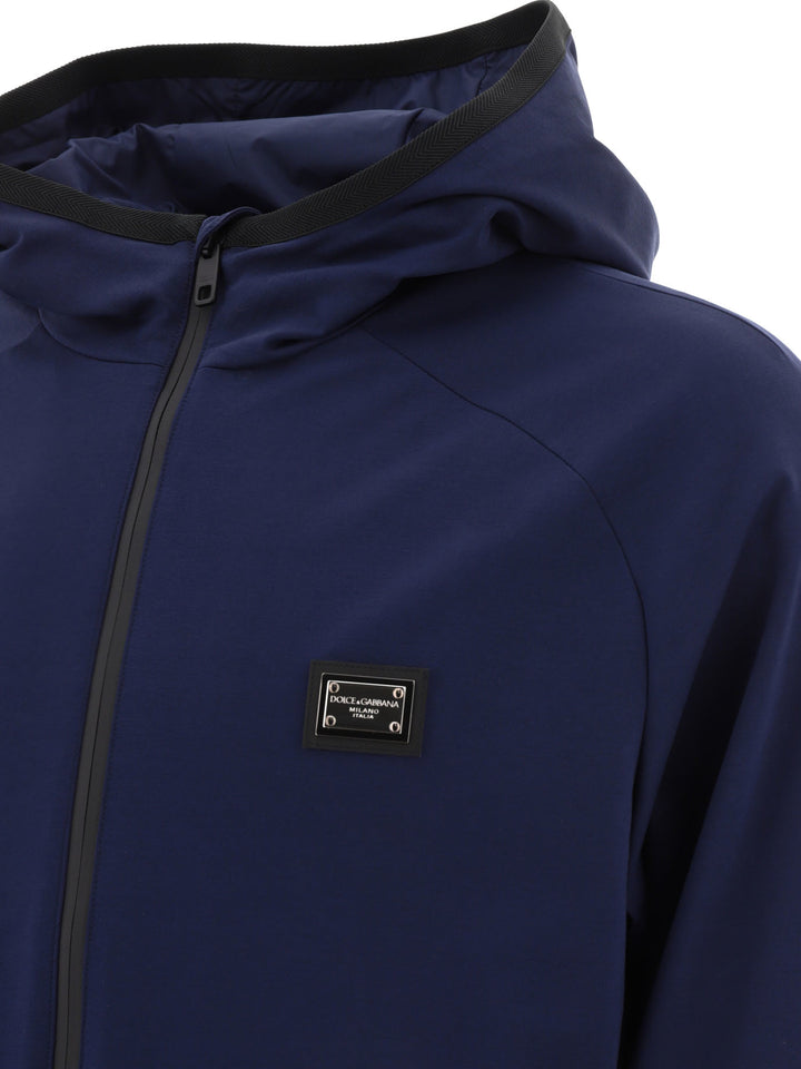 Jersey Jacket With Hood Giacche Blu