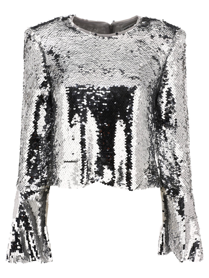 Sequinned Flared Top Top Silver