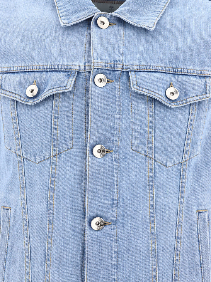 Lightweight Denim Four-Pocket Jacket Giacche Celeste