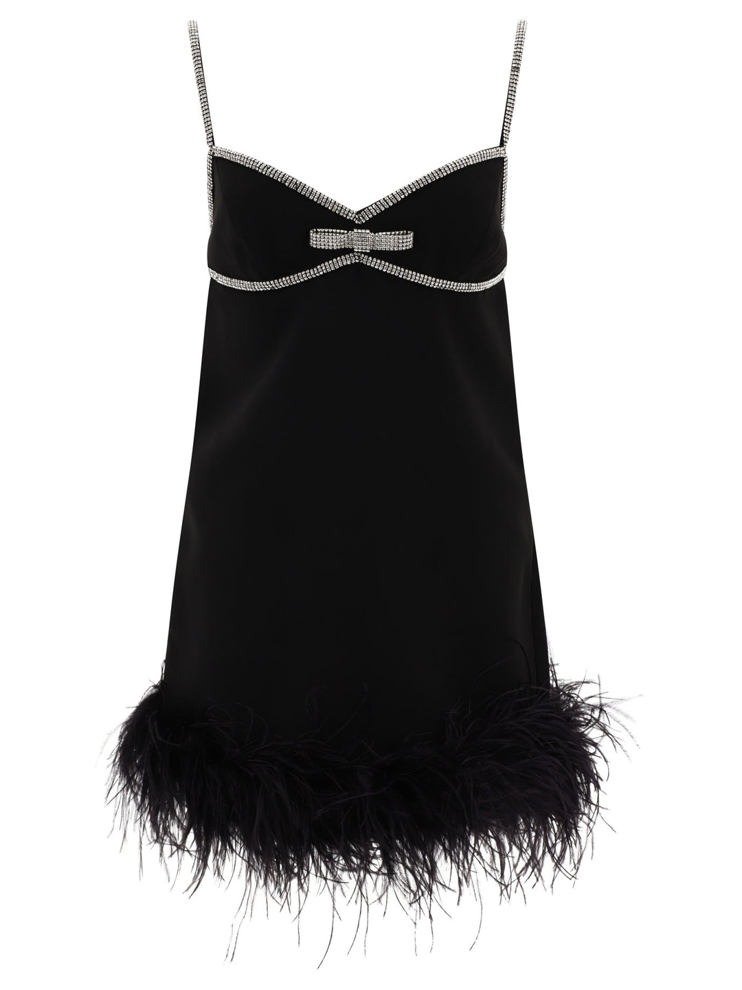 Crepe Feather Swing Dress Abiti Nero