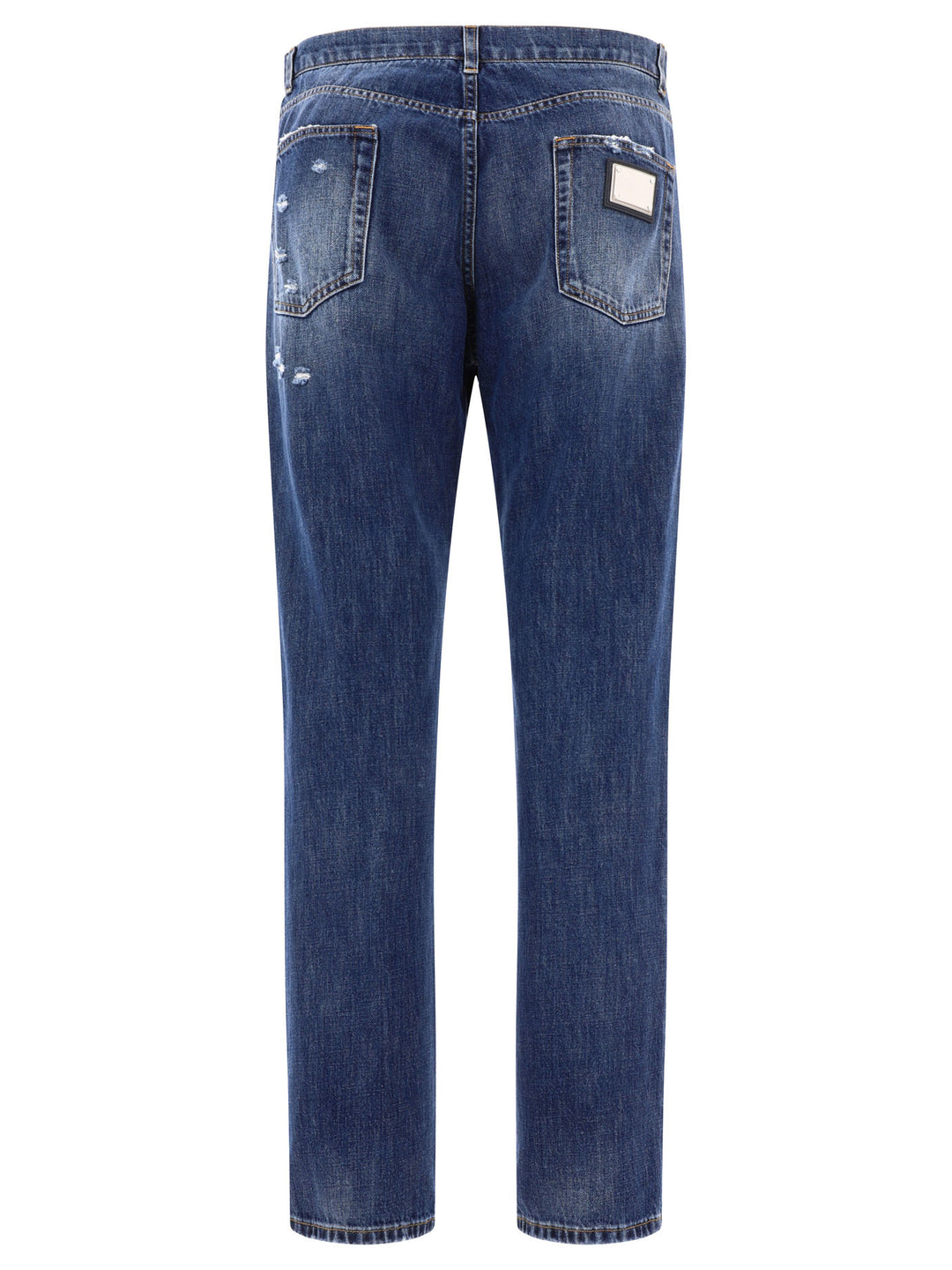 Straight Leg  With Ripped Details Jeans Blu