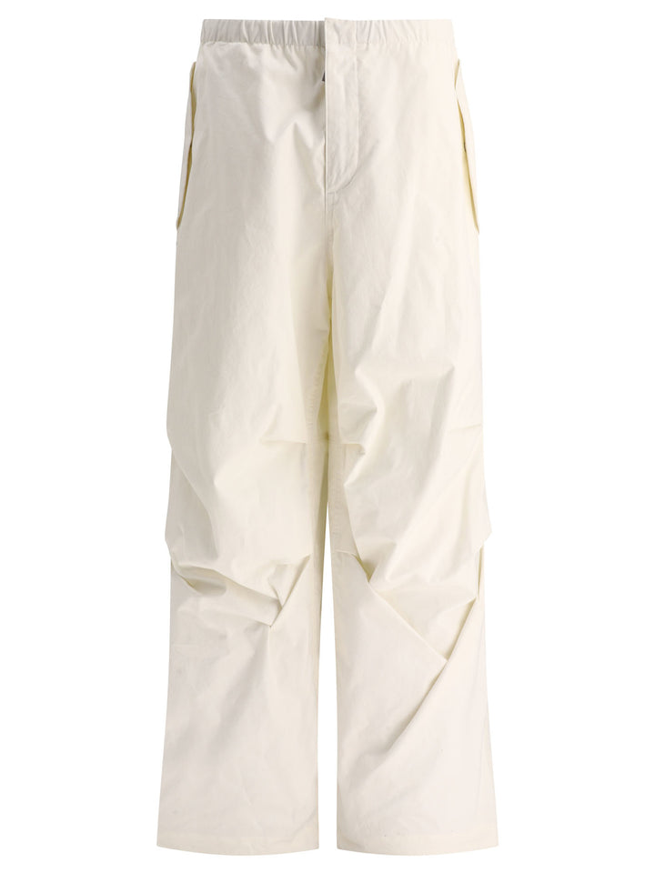 With Knee Plea Trousers Bianco