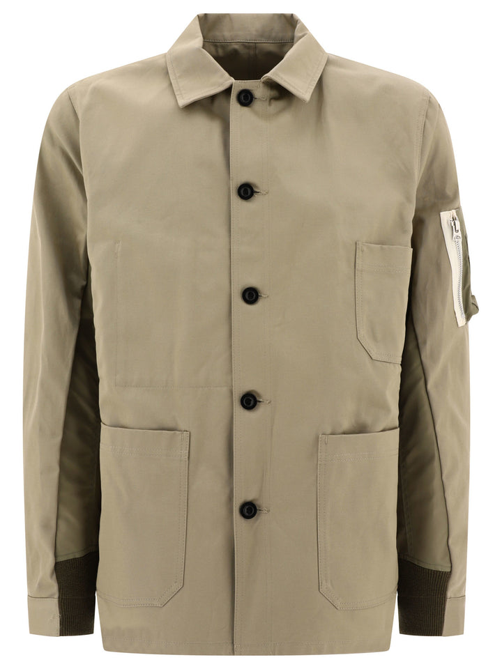 Twill And Nylon Jacket Giacche Beige