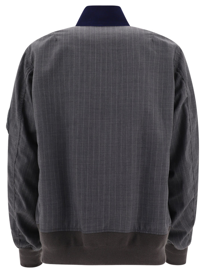 Pinstriped Bomber Jacket Giacche Grey