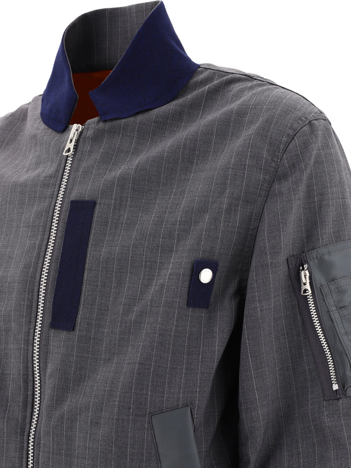 Pinstriped Bomber Jacket Giacche Grey