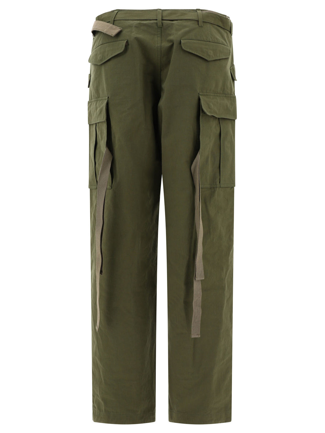 Cotton And Nylon Blend Cargo Trousers Verde