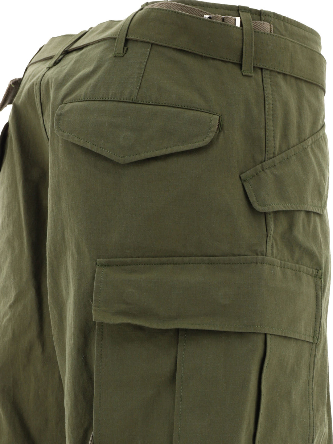 Cotton And Nylon Blend Cargo Trousers Verde