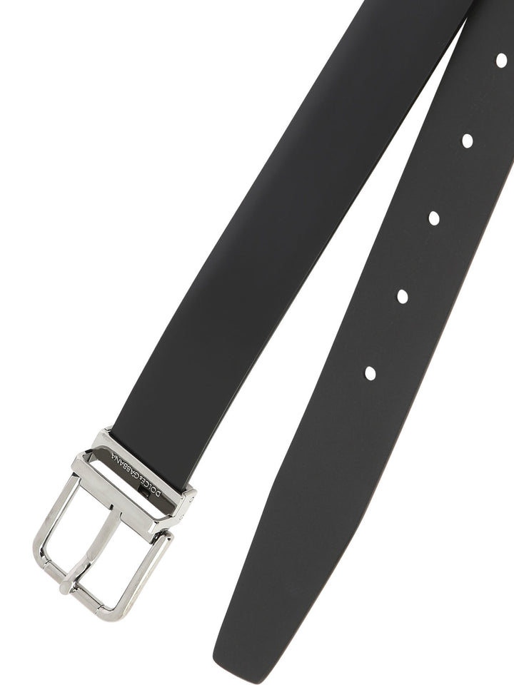 Brushed Calfskin Leather Belt Cinture Nero