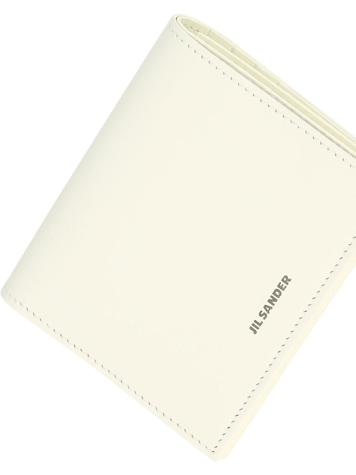 Folded Wallet With Embossed Jil Sander Logo V Wallets & Card Holders Bianco