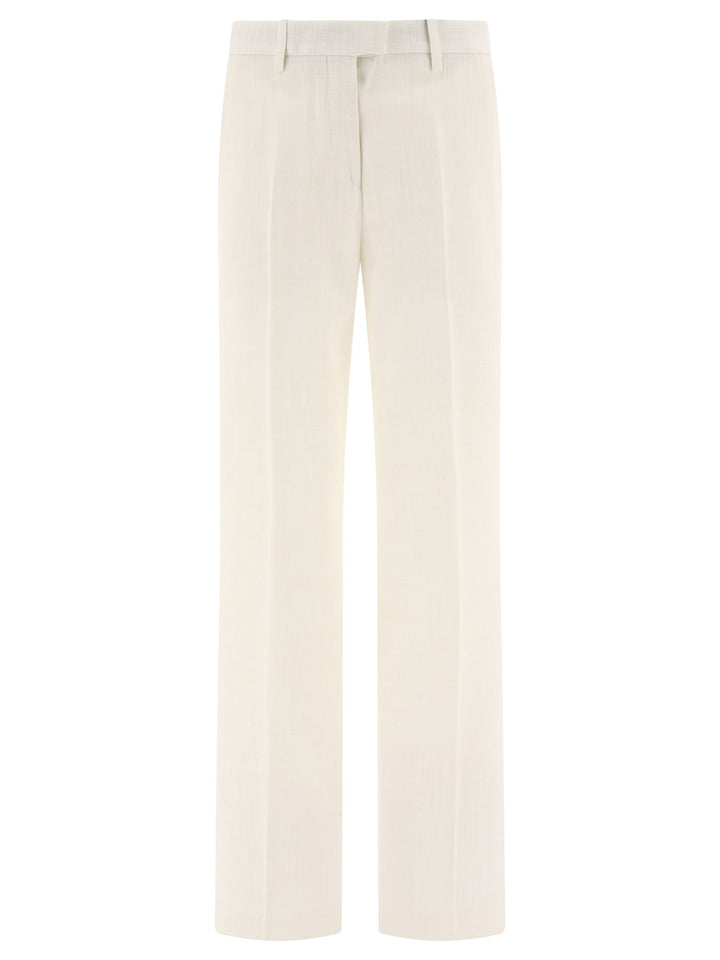 Slub Fabric Trousers Bianco