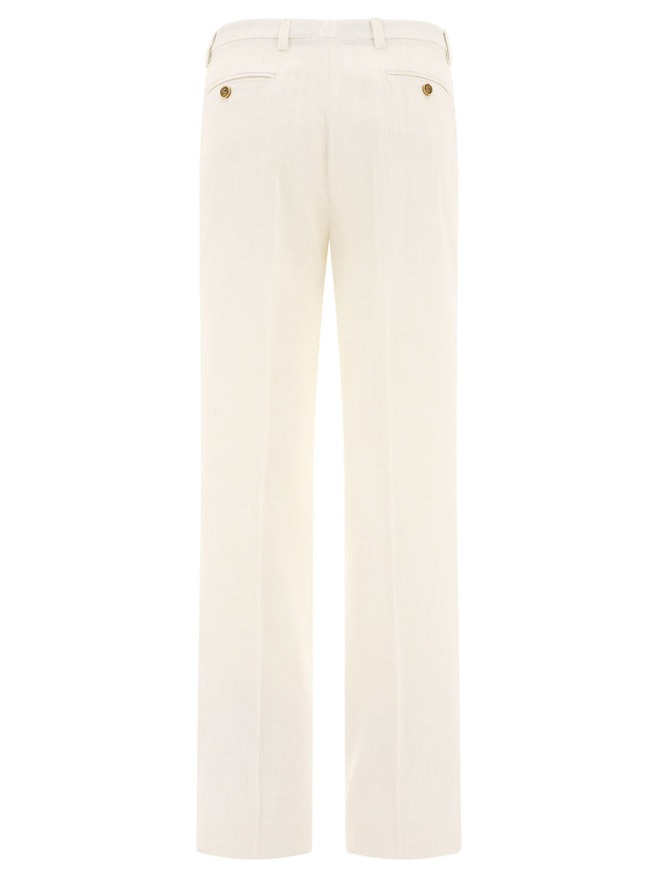 Slub Fabric Trousers Bianco