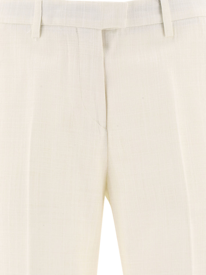 Slub Fabric Trousers Bianco