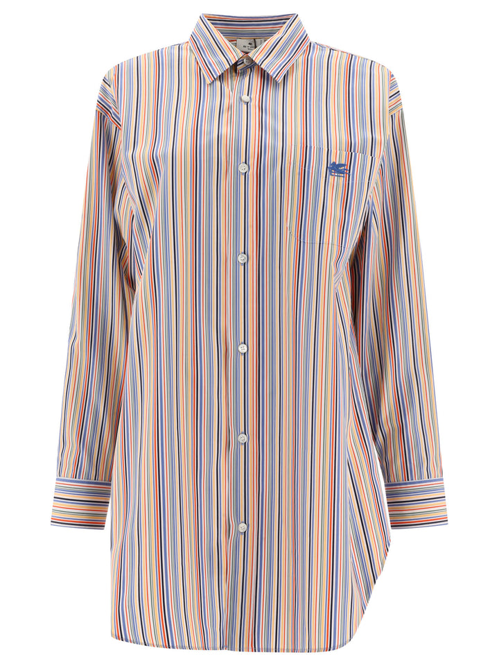 Striped Shirt With Logo Shirts Arancione