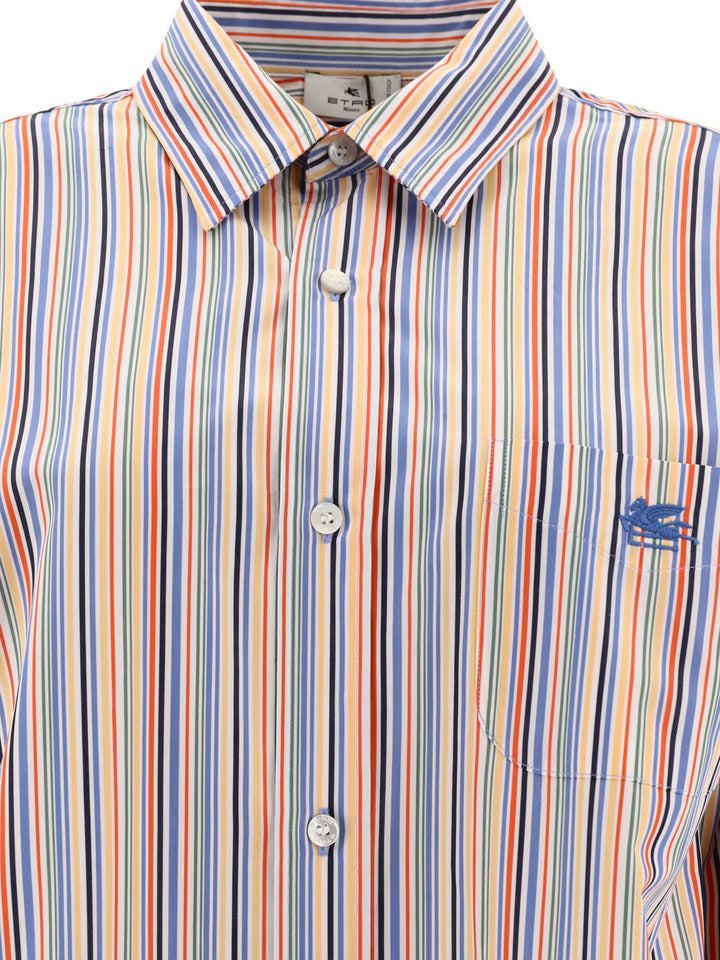 Striped Shirt With Logo Shirts Arancione