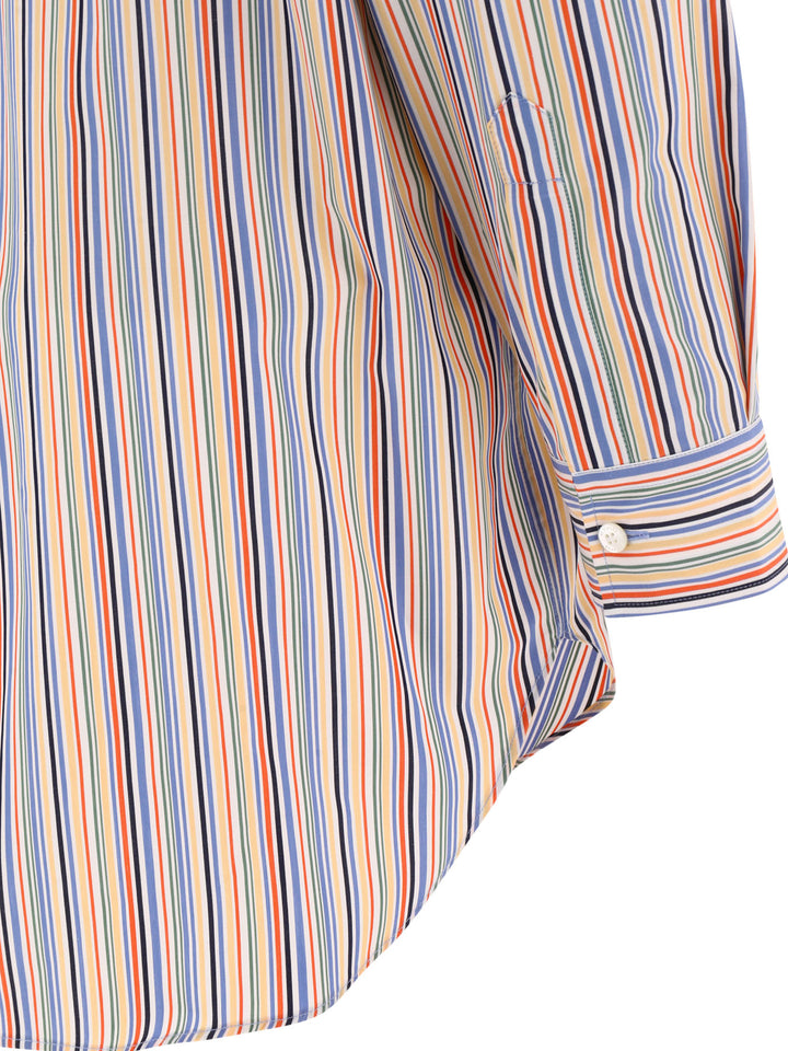 Striped Shirt With Logo Shirts Arancione