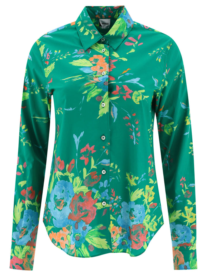 Shirt With Floral Print Shirts Verde