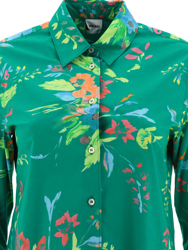 Shirt With Floral Print Shirts Verde