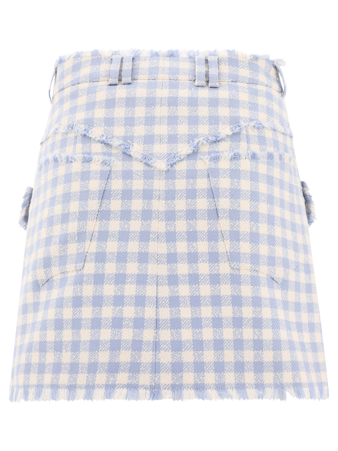 Gingham Tweed A-Line Skirt Gonne Celeste