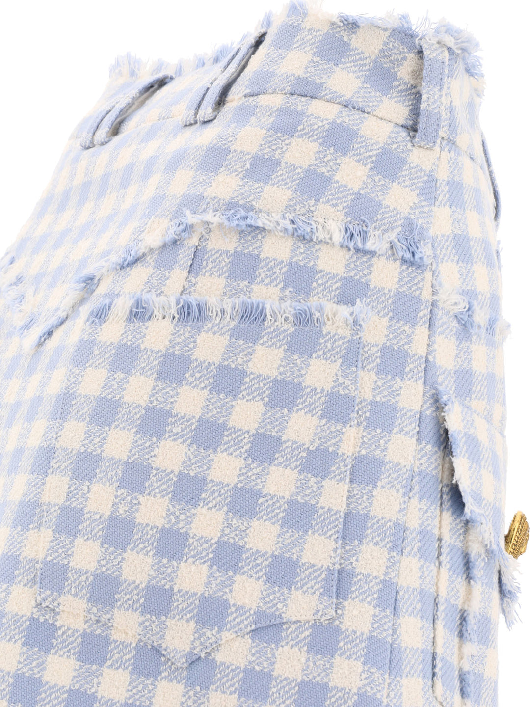 Gingham Tweed A-Line Skirt Gonne Celeste