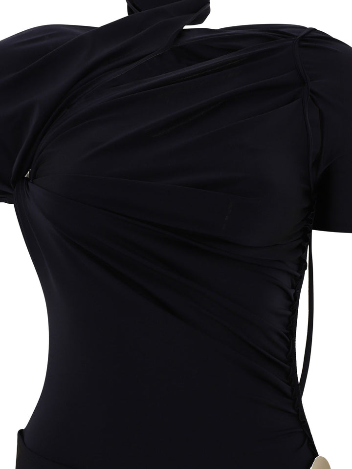 Asymmetric Draped Dress Abiti Nero