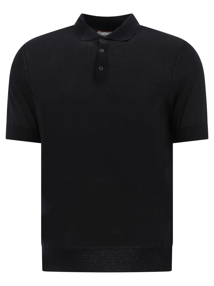 Polo Shirt In Cotton And Linen Blend Polo Shirts Nero