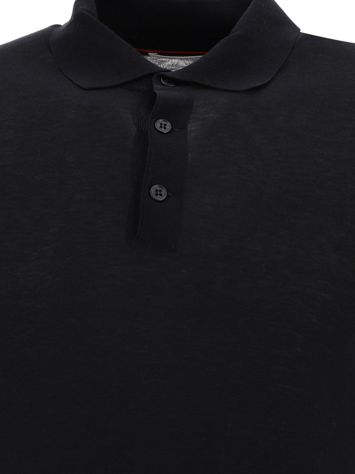 Polo Shirt In Cotton And Linen Blend Polo Shirts Nero