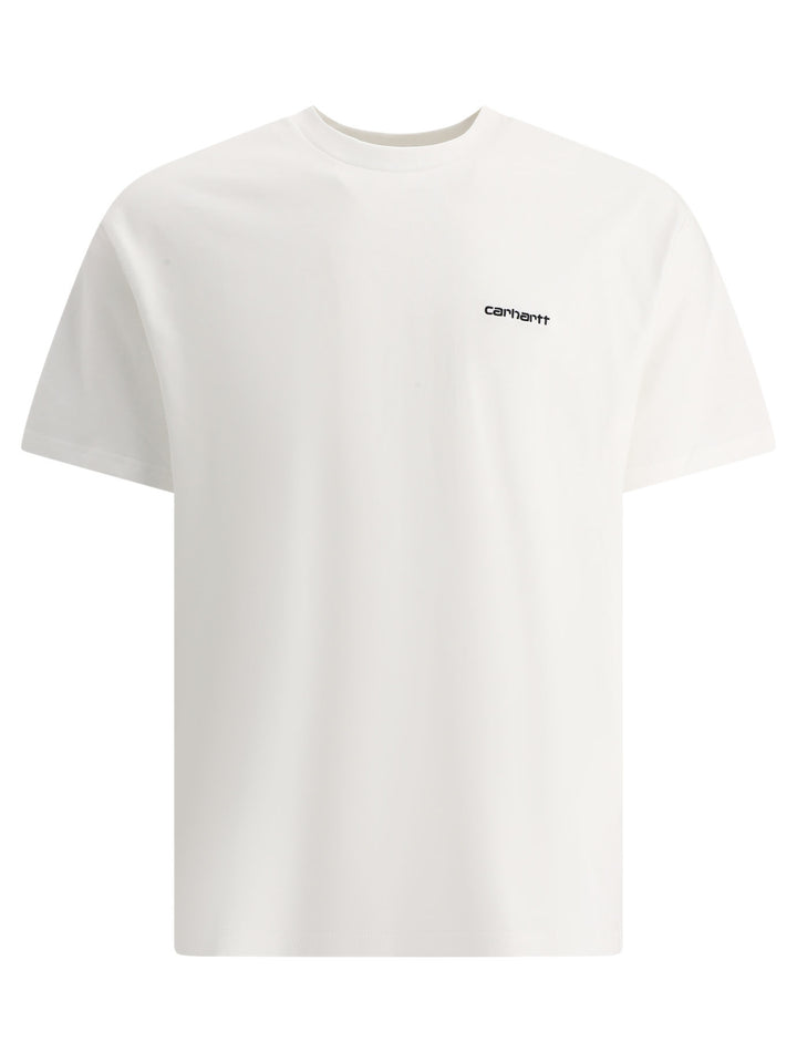 Script Embroidery T-Shirts Bianco