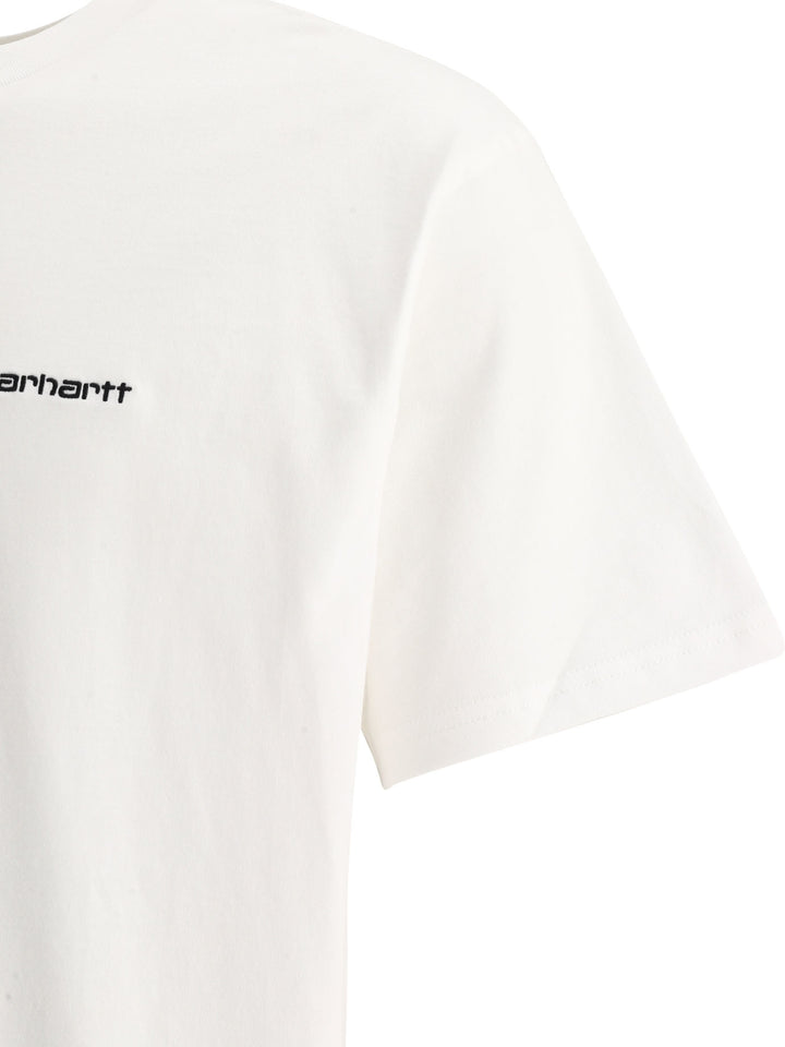 Script Embroidery T-Shirts Bianco