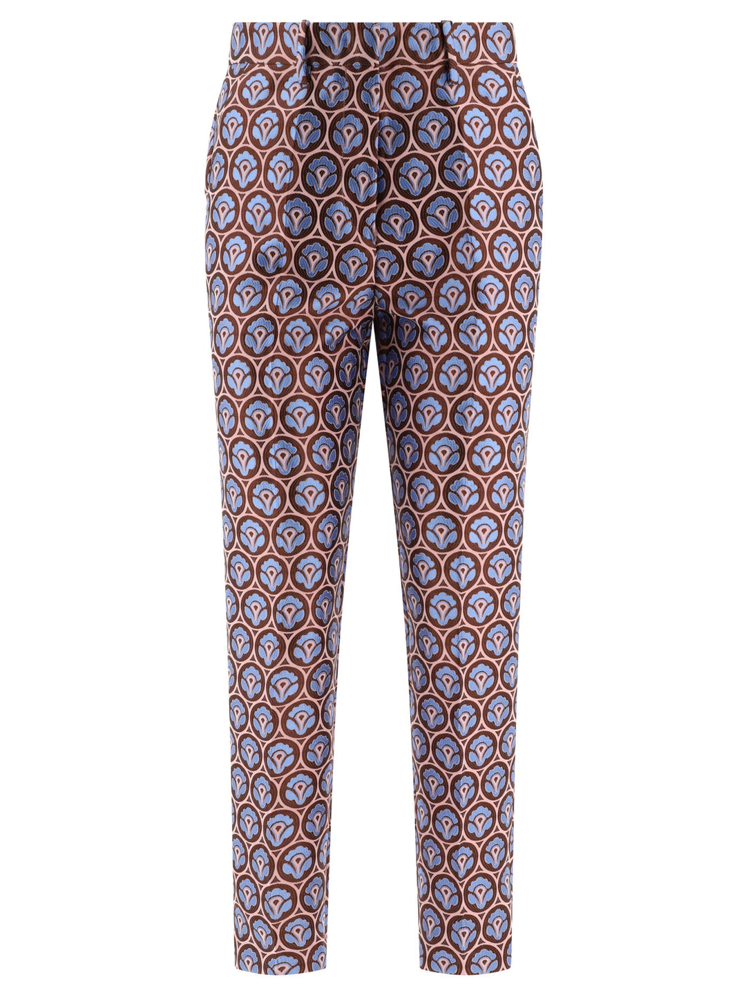 Shiny Jacquard Trousers Celeste