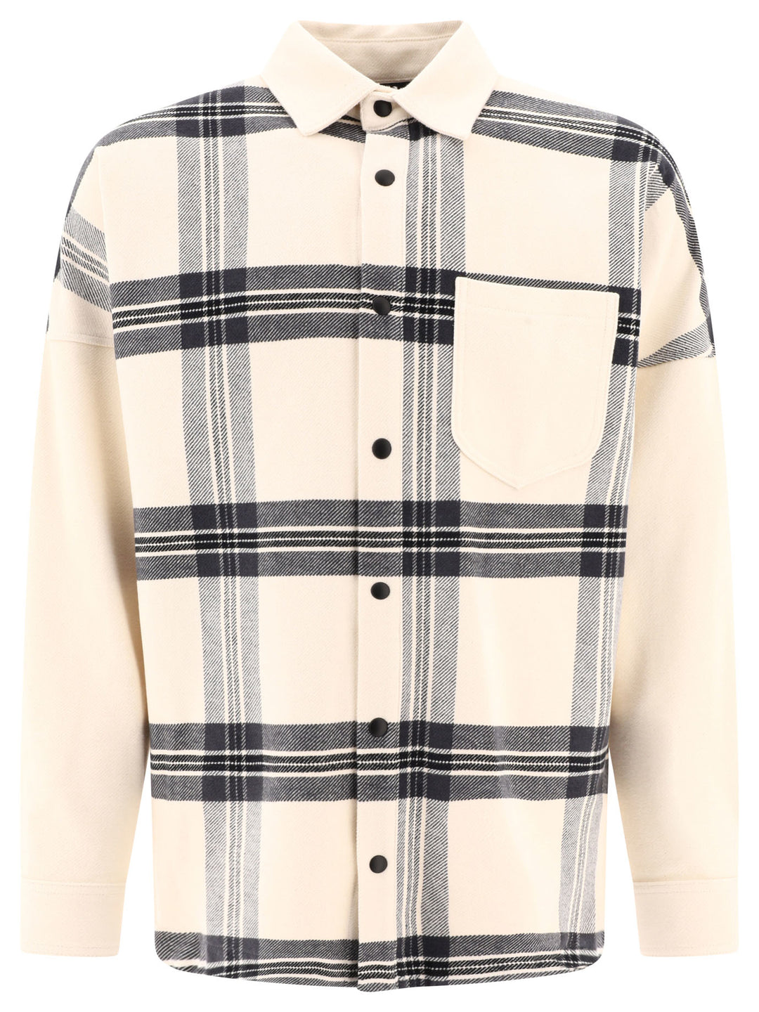 Flannel Overshirt With Logo Giacche Bianco