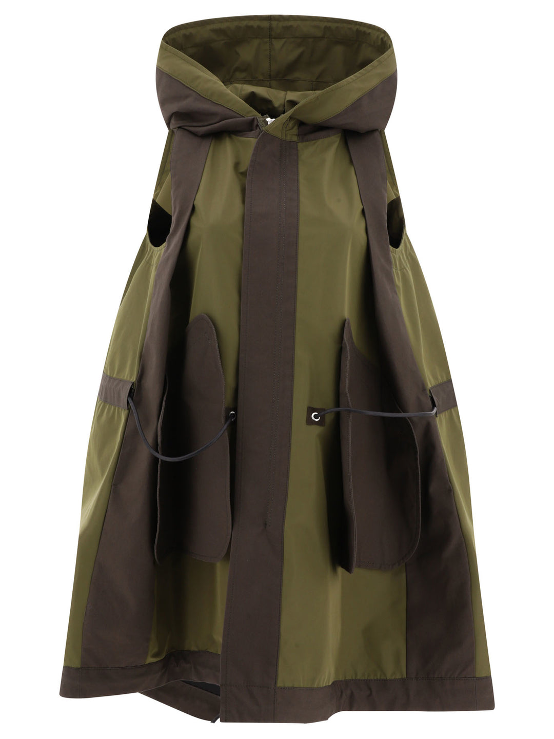 Taffeta Hooded Vest Coats Verde