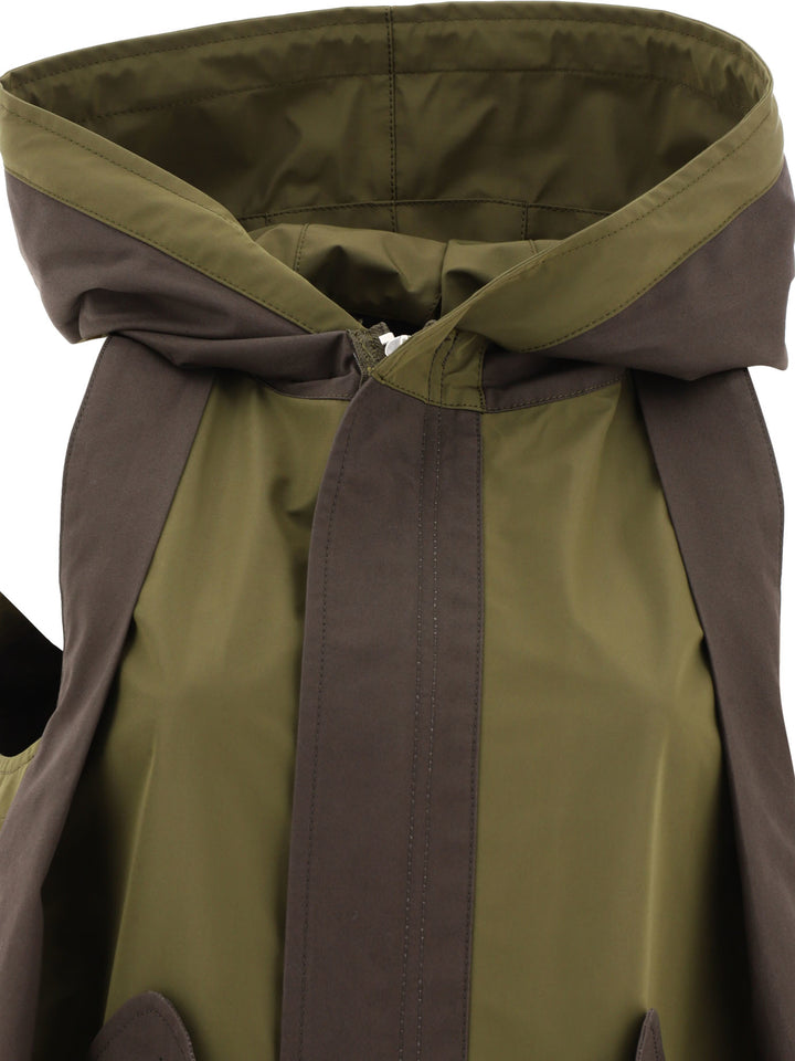 Taffeta Hooded Vest Coats Verde