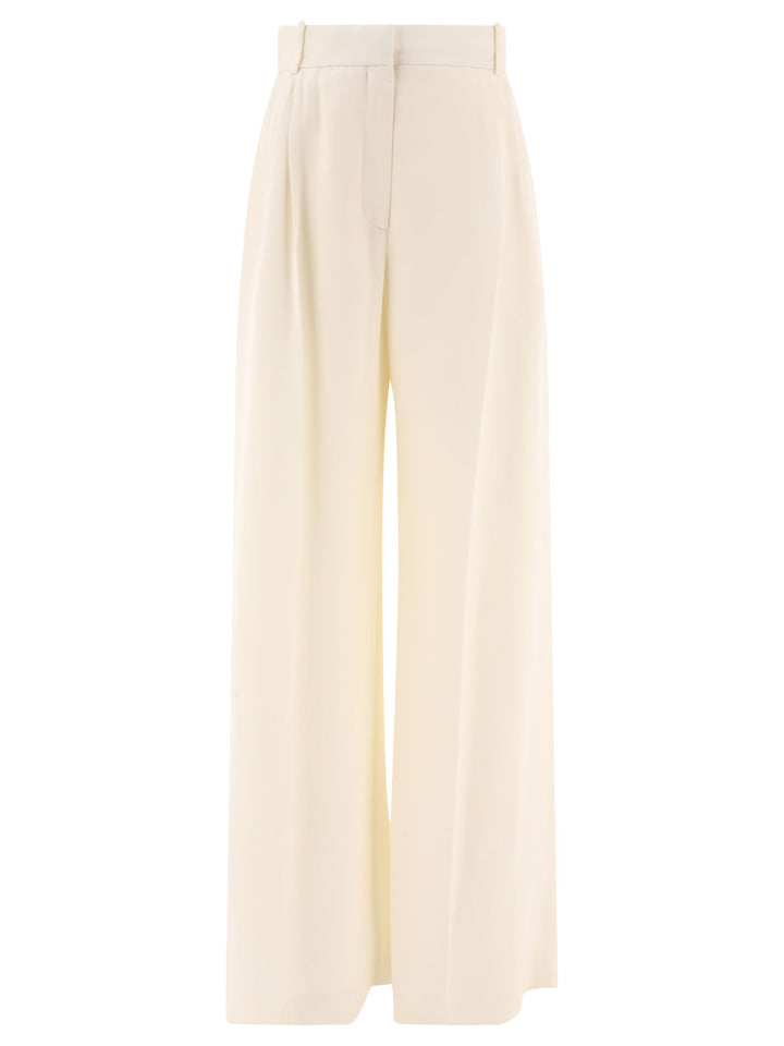 Double-Pleat Wide Leg Trousers Bianco