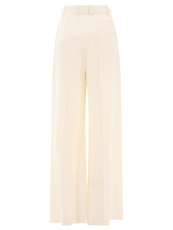 Double-Pleat Wide Leg Trousers Bianco